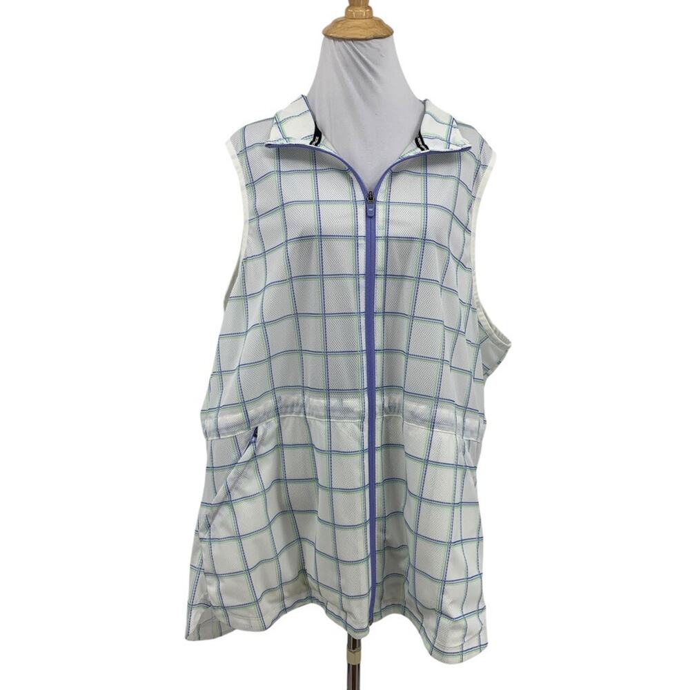 Skechers Vest Womens 3XL Multi Go Golf GoShield Vented Performance Zip Up Plaid